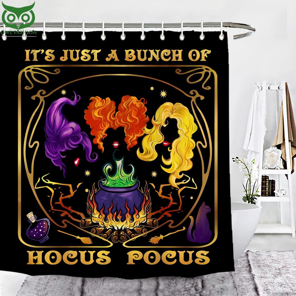 Halloween Resger Hocus Pocus Shower Curtain - Adult & Kids T-Shirts, Sweatshirts & Hoodies apparel design preview 1