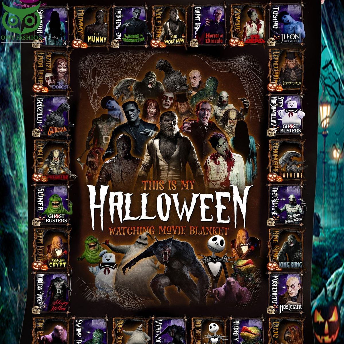Halloween Watching Movie Blanket - Adult & Kids T-Shirts, Sweatshirts & Hoodies apparel design preview 1
