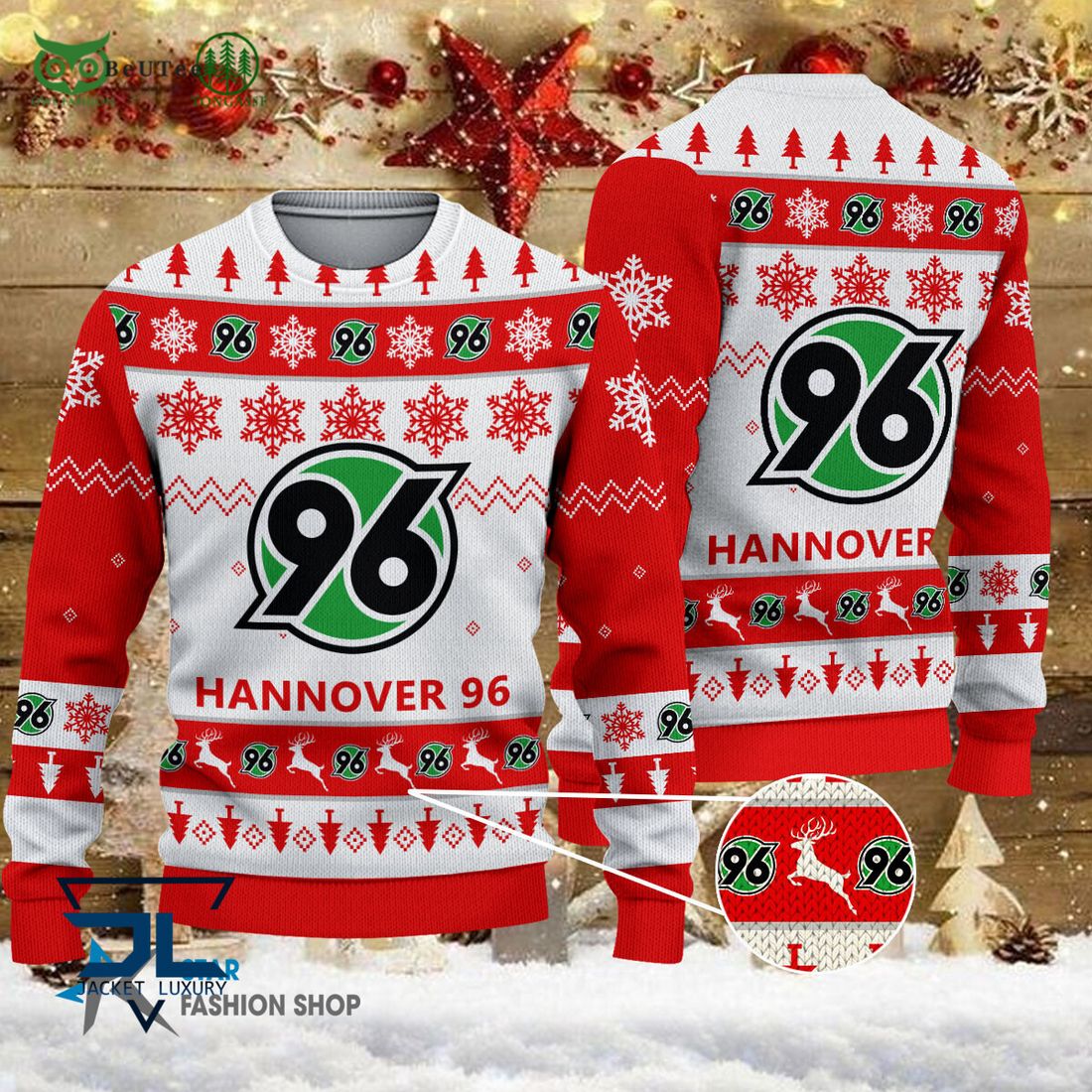 Hannover 96 Bundesliga Football 3D Ugly Sweater - Adult & Kids T-Shirts, Sweatshirts & Hoodies apparel design preview 1
