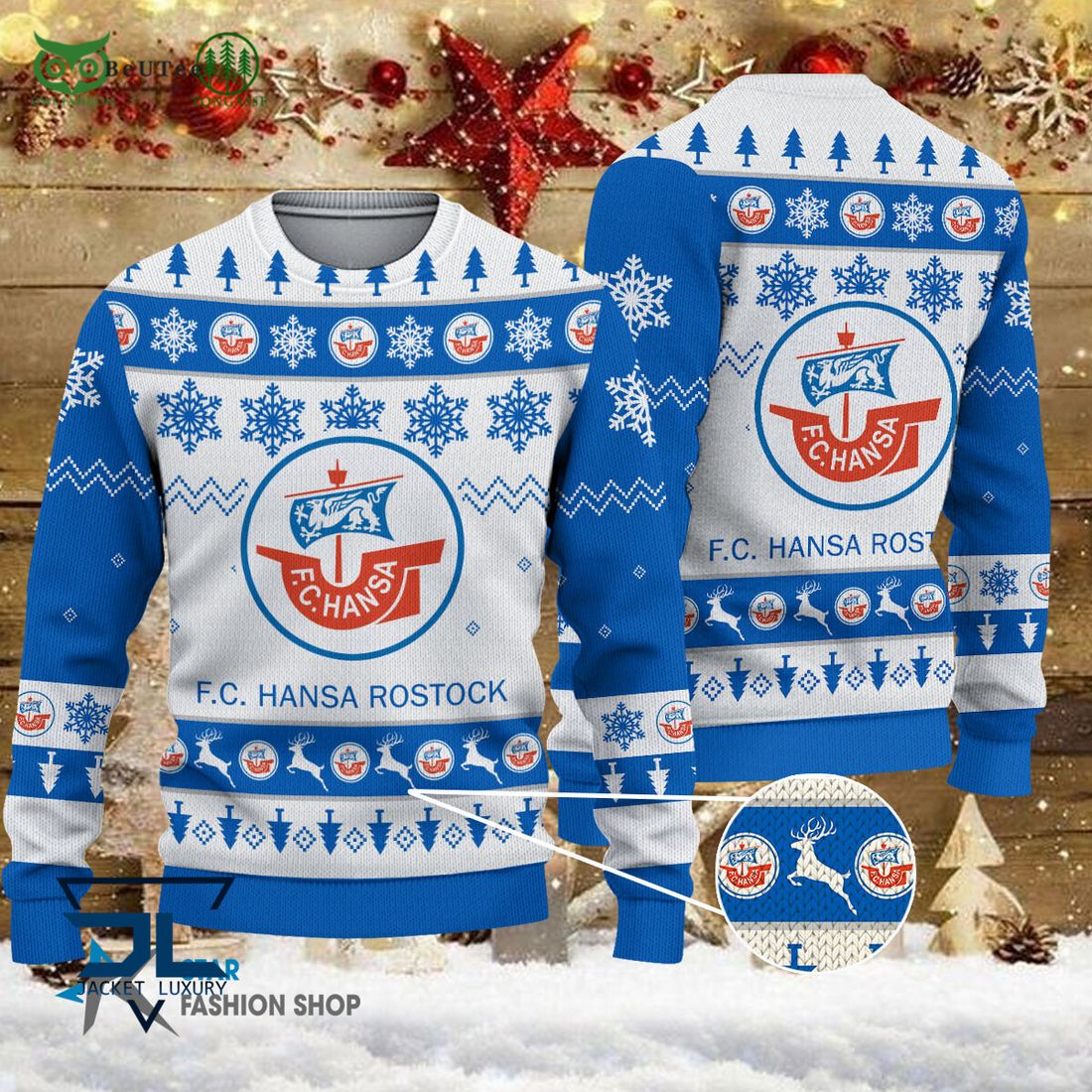 Hansa Rostock Bundesliga Football 3D Ugly Sweater - Adult & Kids T-Shirts, Sweatshirts & Hoodies apparel design preview 1