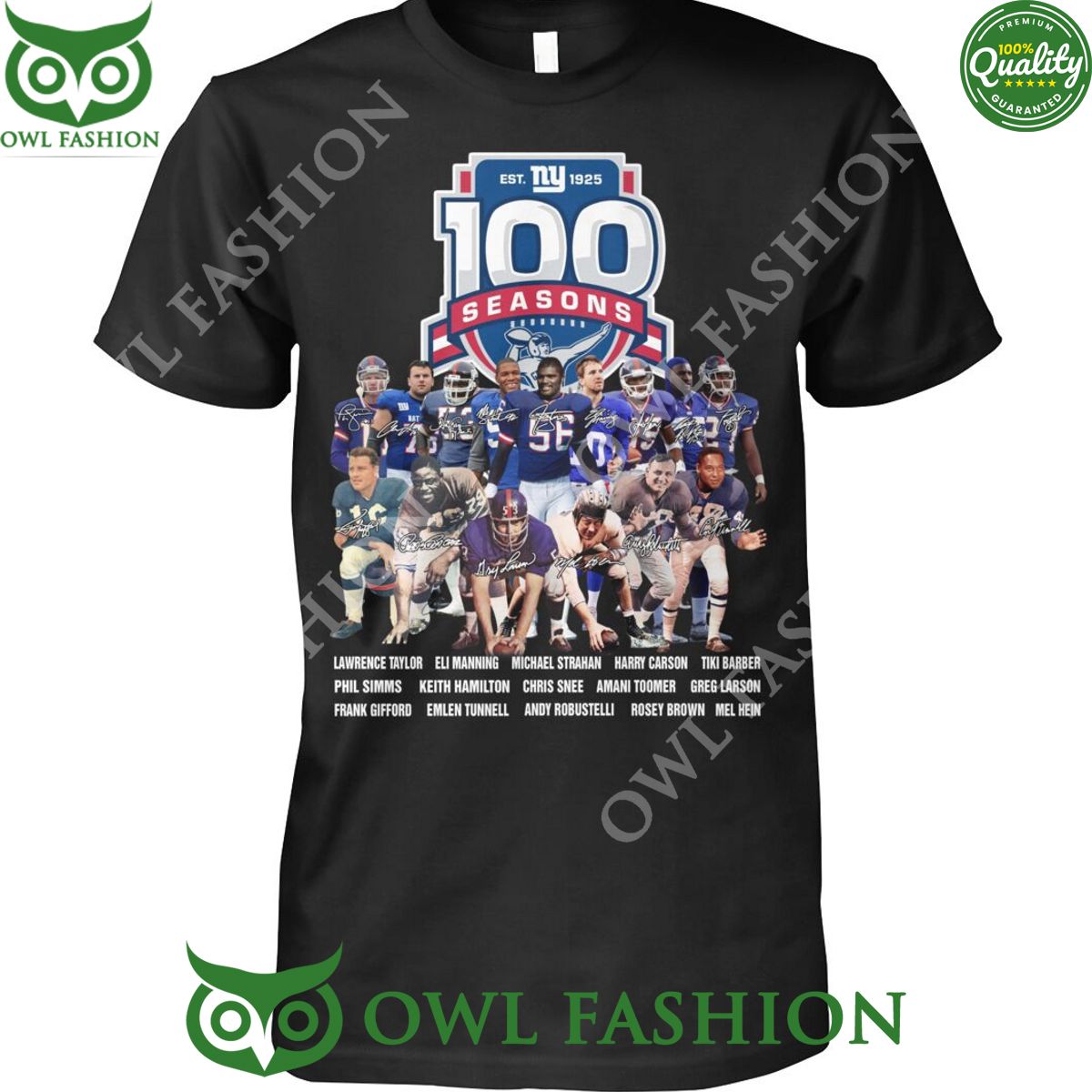 Happy 100 seasons players signs NY Giants - Adult & Kids T-Shirts, Sweatshirts & Hoodies apparel design preview 1