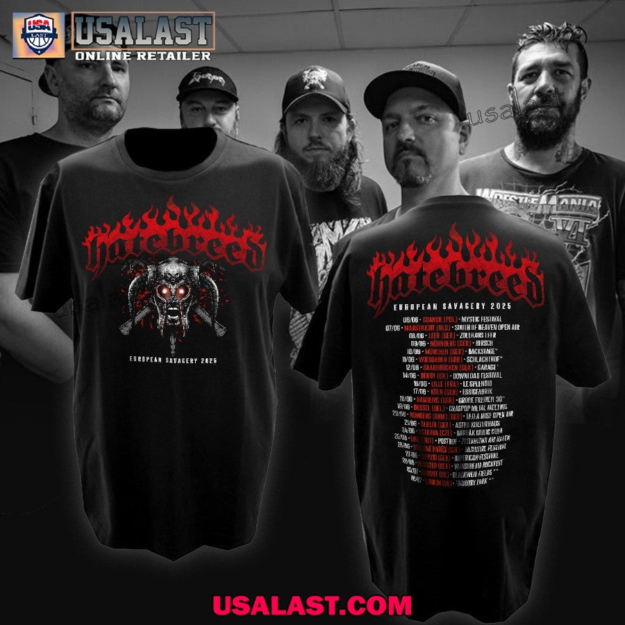 Hatebreed European Savagery 2025 Tour 02 - Adult & Kids T-Shirts, Sweatshirts & Hoodies apparel design preview 1