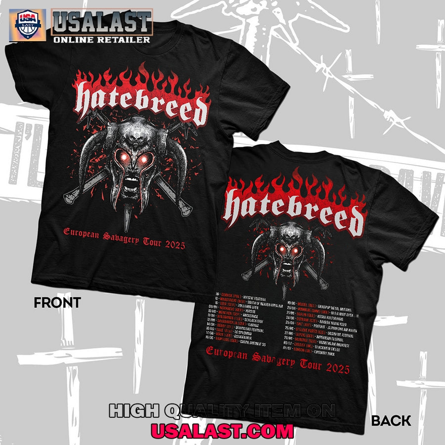 Hatebreed European Savagery Tour 2025 - Adult & Kids T-Shirts, Sweatshirts & Hoodies apparel design preview 1