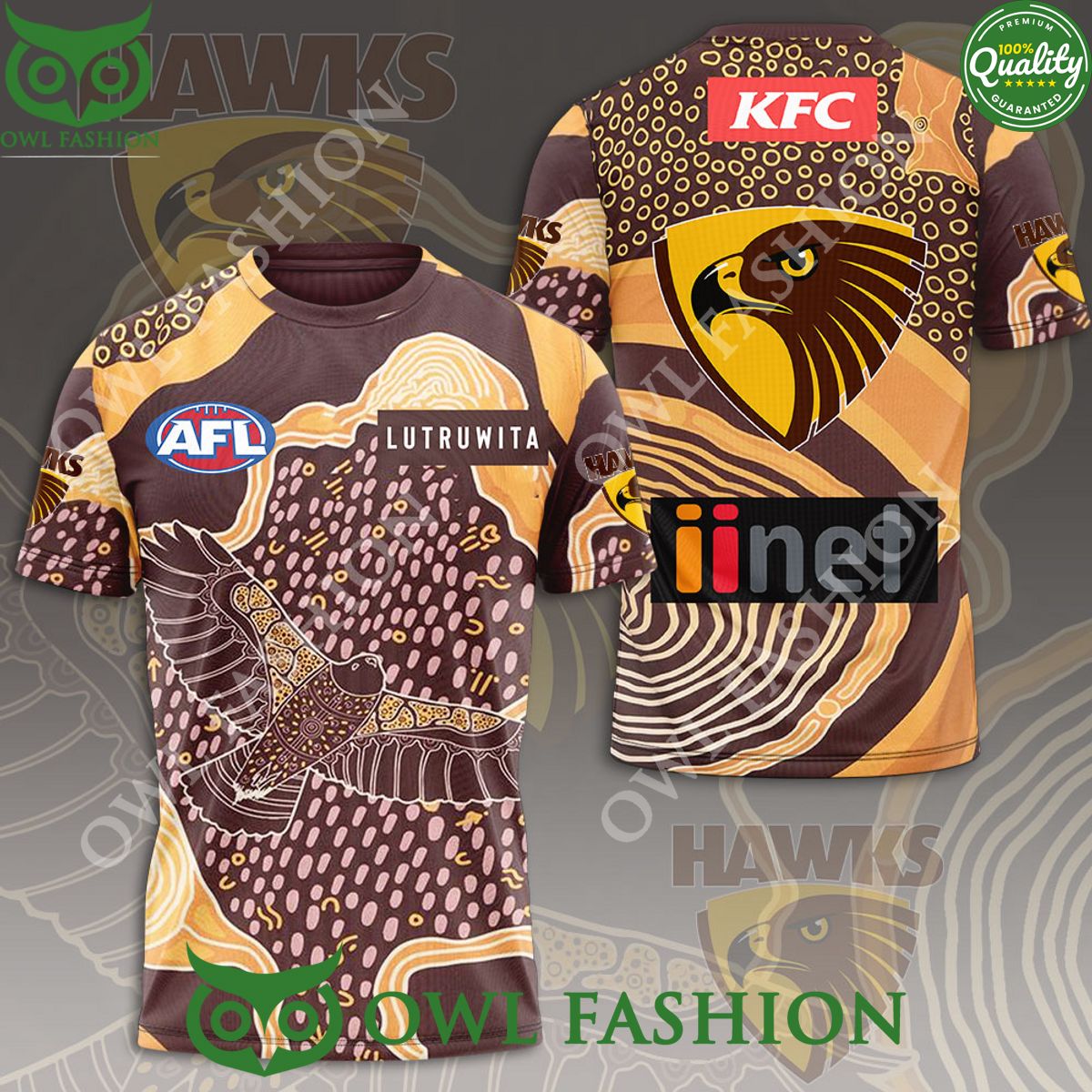 Hawthorn FC Lutruwita AFL Football League 3D - Adult & Kids T-Shirts, Sweatshirts & Hoodies apparel design preview 1
