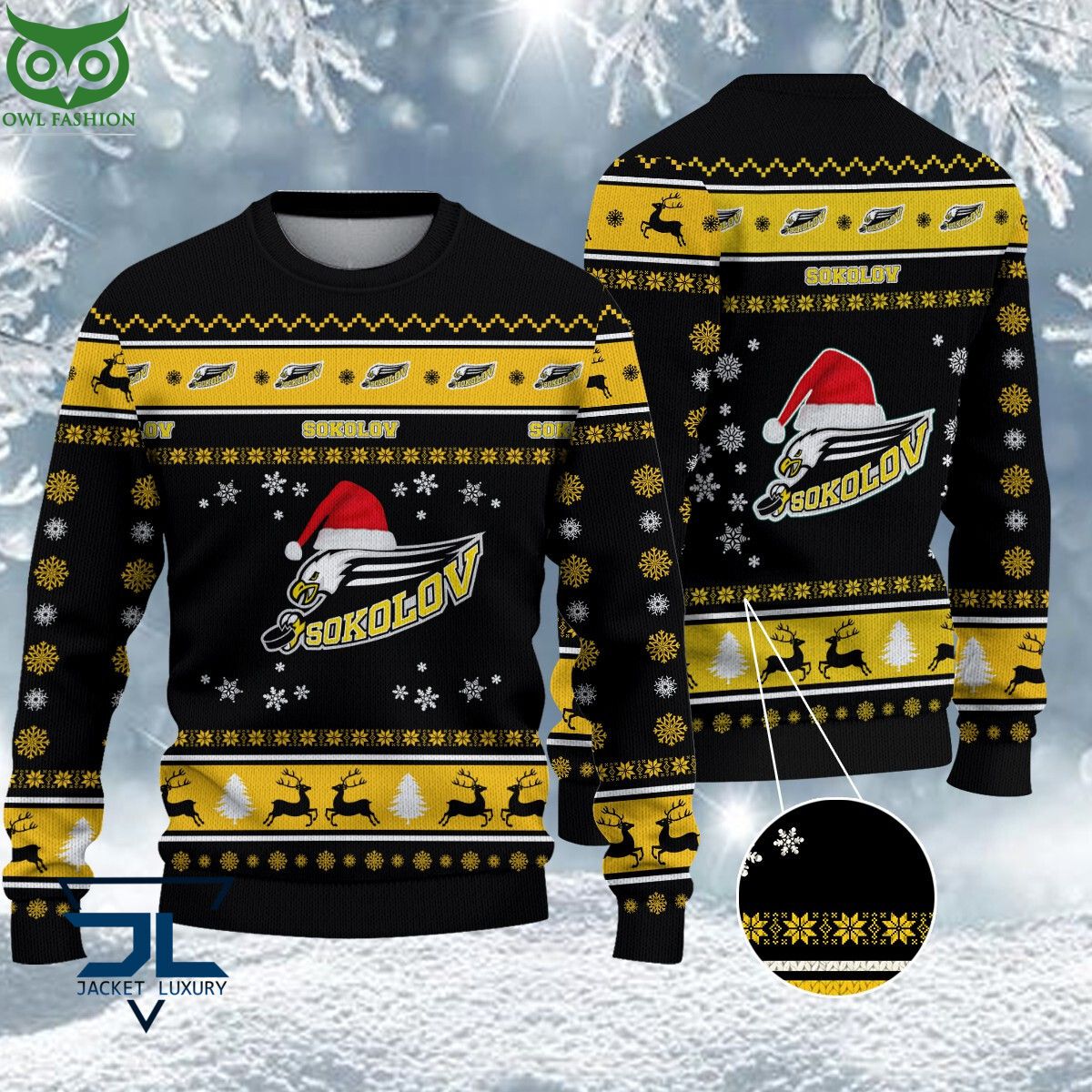 HC Baník Sokolov Czech Extraliga Ugly Sweater - Adult & Kids T-Shirts, Sweatshirts & Hoodies apparel design preview 1