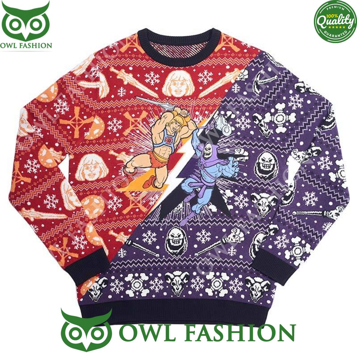 He-Man vs. Skeletor Ugly Christmas Sweater Jumper - Adult & Kids T-Shirts, Sweatshirts & Hoodies apparel design preview 1