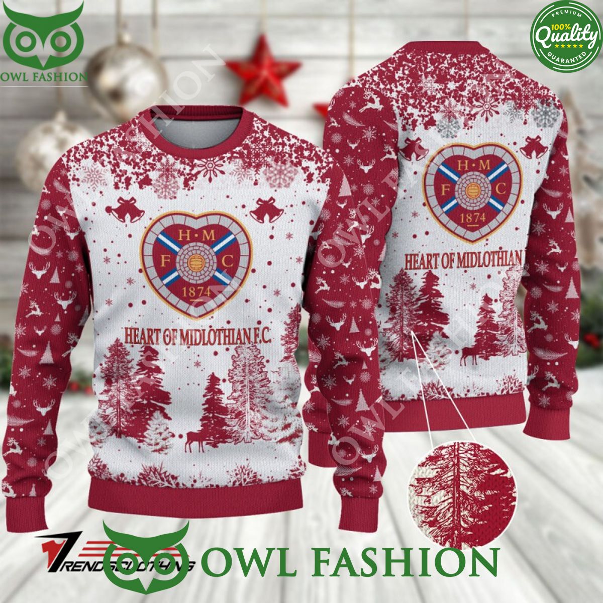 Heart of Midlothian F.C. SPFL Scottish Snow Fall Pine - Adult & Kids T-Shirts, Sweatshirts & Hoodies apparel design preview 1