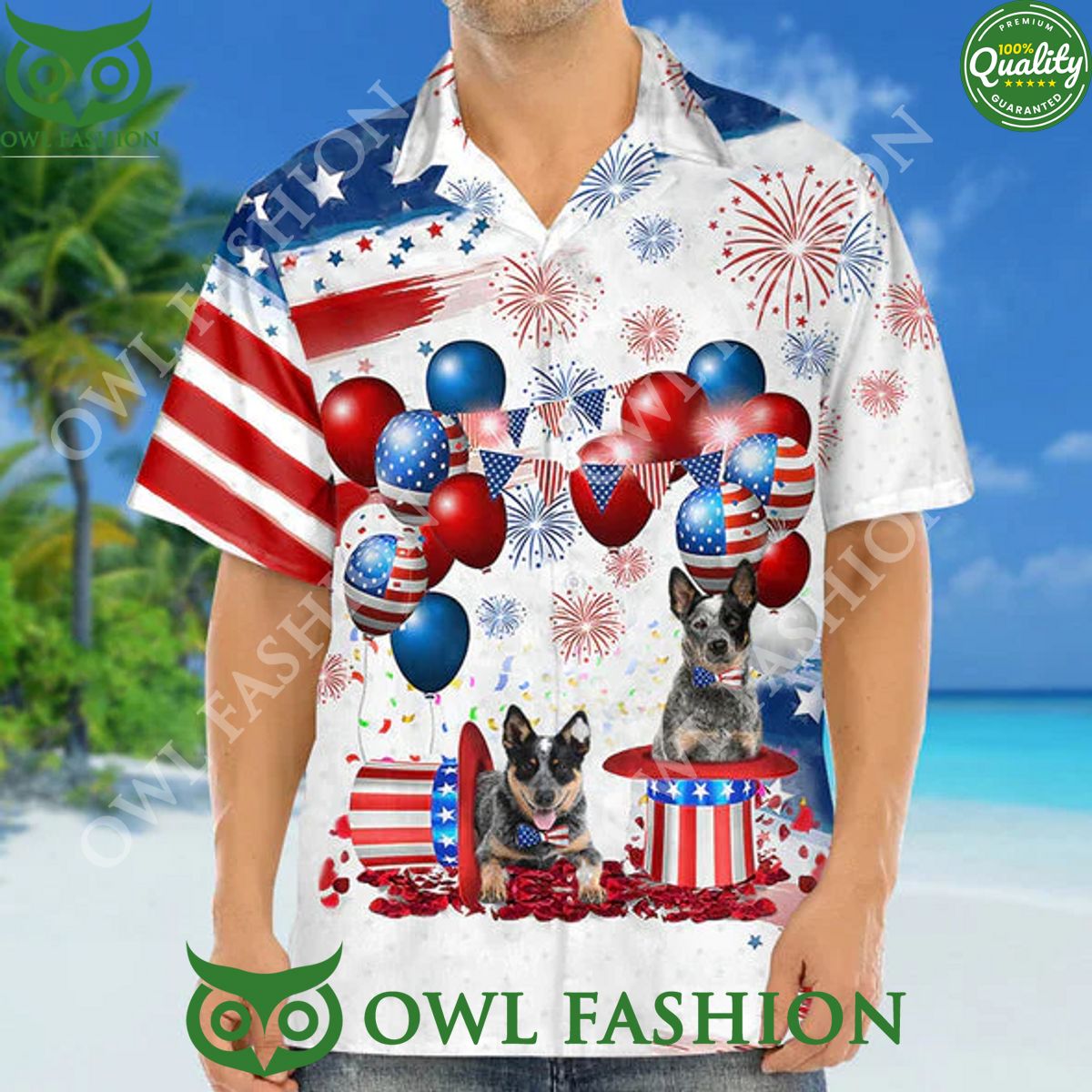 Heeler Independence Day Trendy Hawaiian 4Th Of July - Adult & Kids T-Shirts, Sweatshirts & Hoodies apparel design preview 1