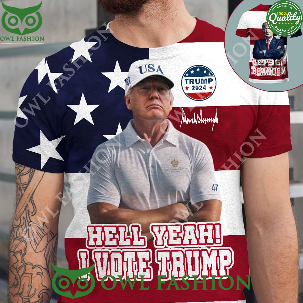 Hell Yeah I Vote Trump Again America 3D - Adult & Kids T-Shirts, Sweatshirts & Hoodies apparel design preview 1