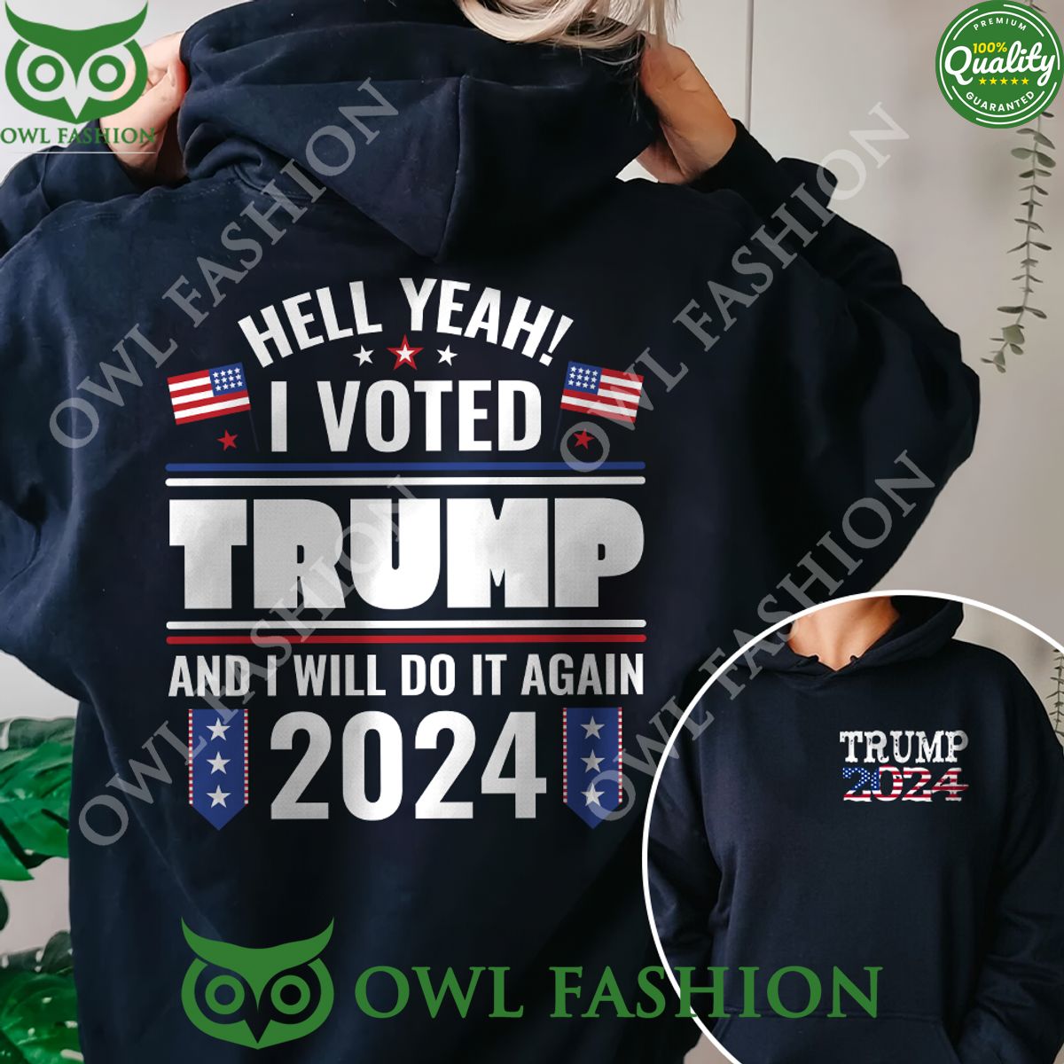 Hell Yeah I Voted Trump And Will Do It Again 2024 - Adult & Kids T-Shirts, Sweatshirts & Hoodies apparel design preview 1