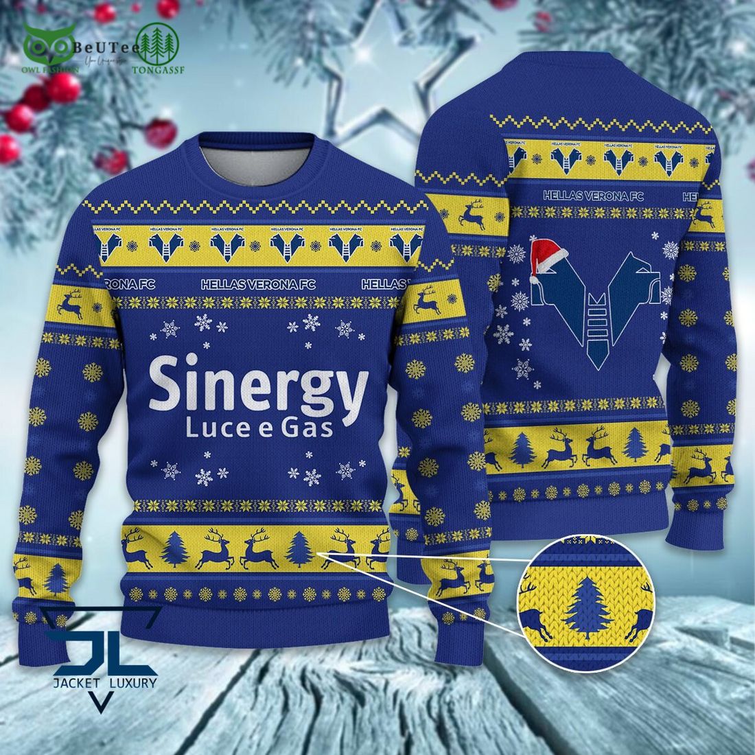 Hellas Verona FC Football Lega Serie A Ugly Sweater - Adult & Kids T-Shirts, Sweatshirts & Hoodies apparel design preview 1