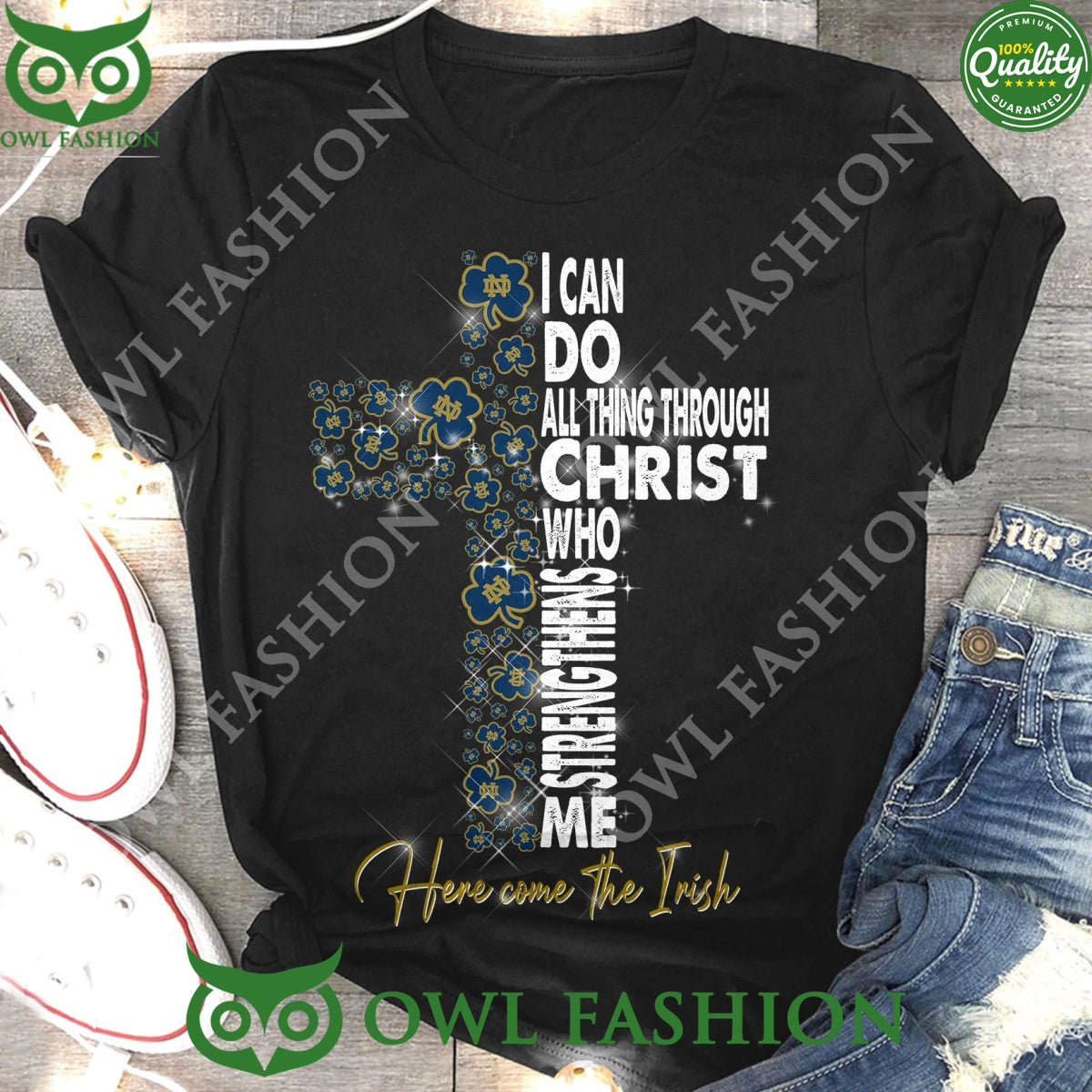 Here Come The Irish Notre Dame Fighting Black 2D - Adult & Kids T-Shirts, Sweatshirts & Hoodies apparel design preview 1