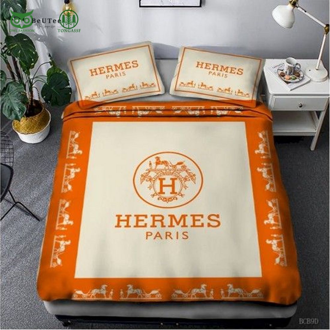 Hermes White Orange Luxury Brand Bedding Set - Adult & Kids T-Shirts, Sweatshirts & Hoodies apparel design preview 1