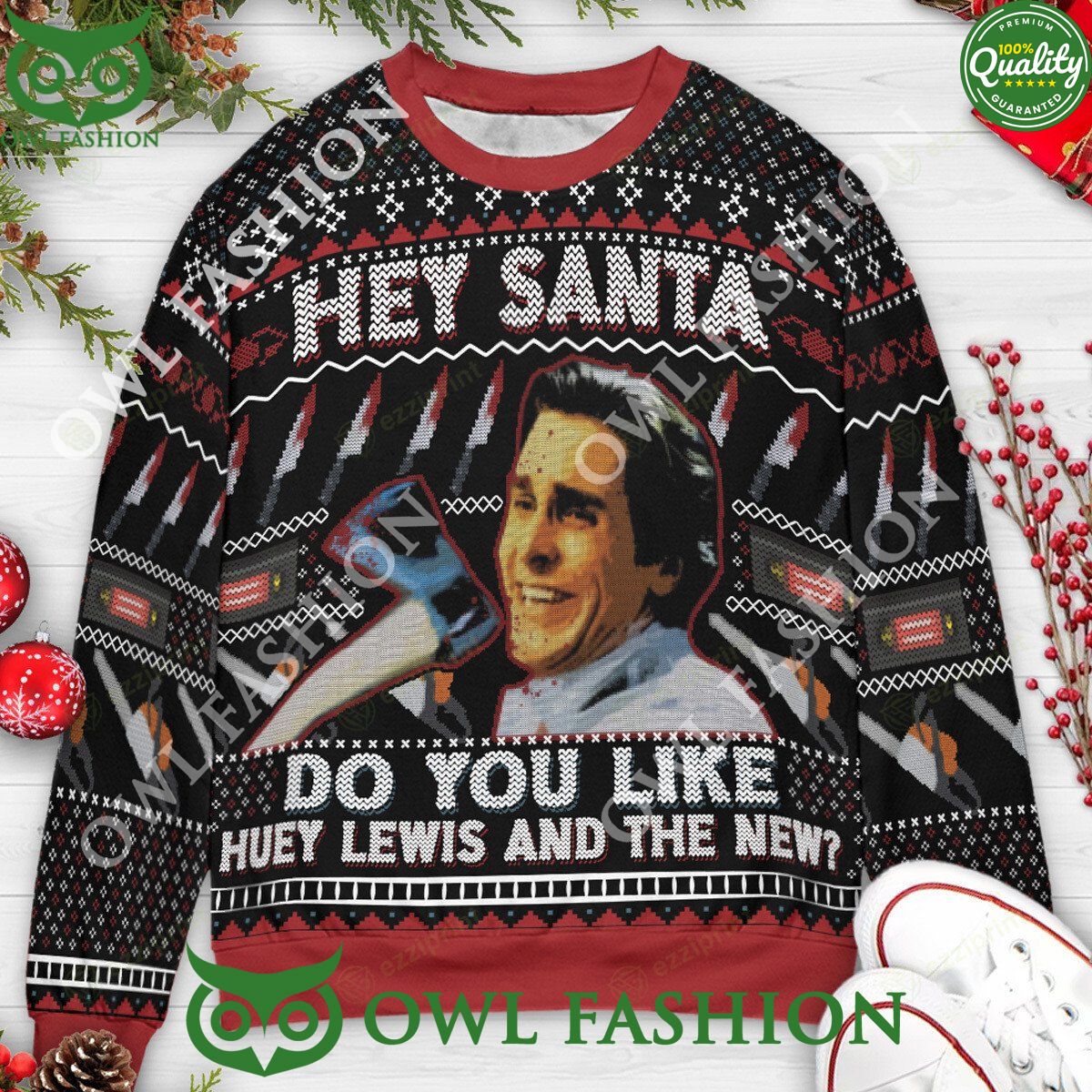 Hey Santa Do You Like Huey Lewis and The News Sweater - Adult & Kids T-Shirts, Sweatshirts & Hoodies apparel design preview 1
