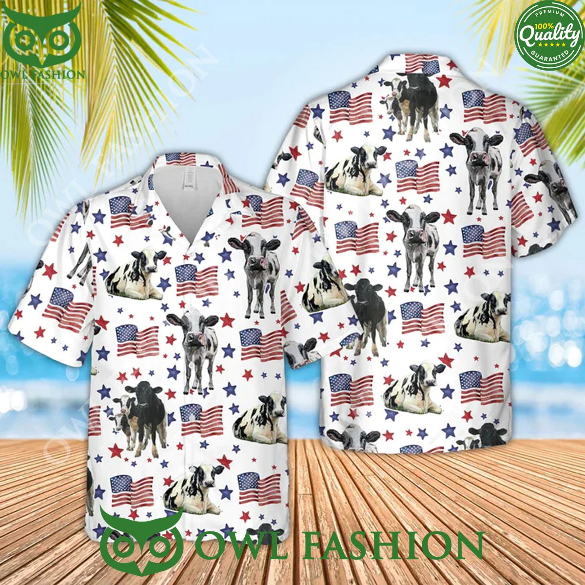 Holstein American Flag Pattern 4Th Of July Hawaiian - Adult & Kids T-Shirts, Sweatshirts & Hoodies apparel design preview 1