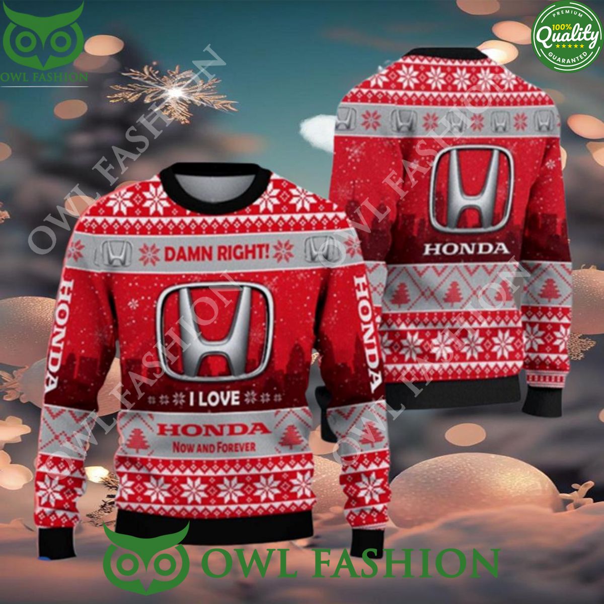 Honda Ugly Christmas Sweater Jumper Gift ideas for - Adult & Kids T-Shirts, Sweatshirts & Hoodies apparel design preview 1
