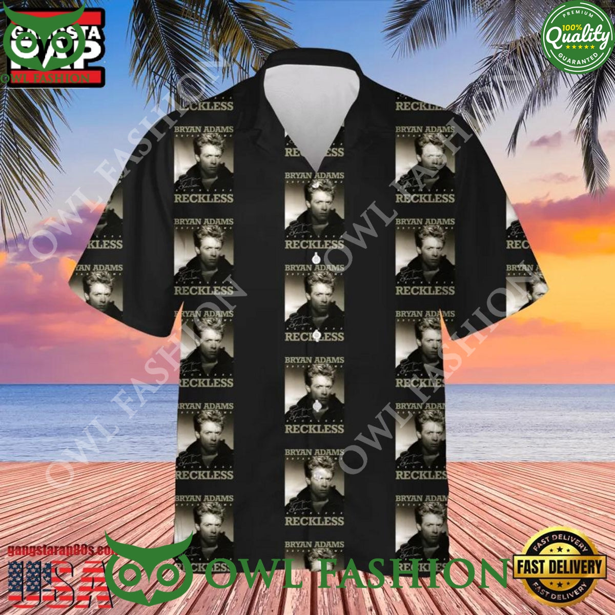 Bryan Adams Music Lover Hawaiian - Adult & Kids T-Shirts, Sweatshirts & Hoodies apparel design preview 1