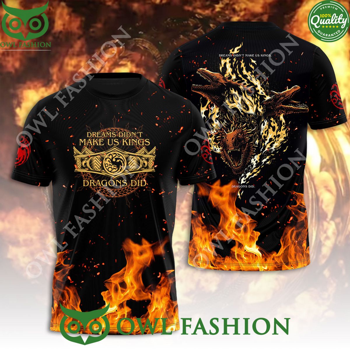House Of The Dragon Fire Black 3D - Adult & Kids T-Shirts, Sweatshirts & Hoodies apparel design preview 1