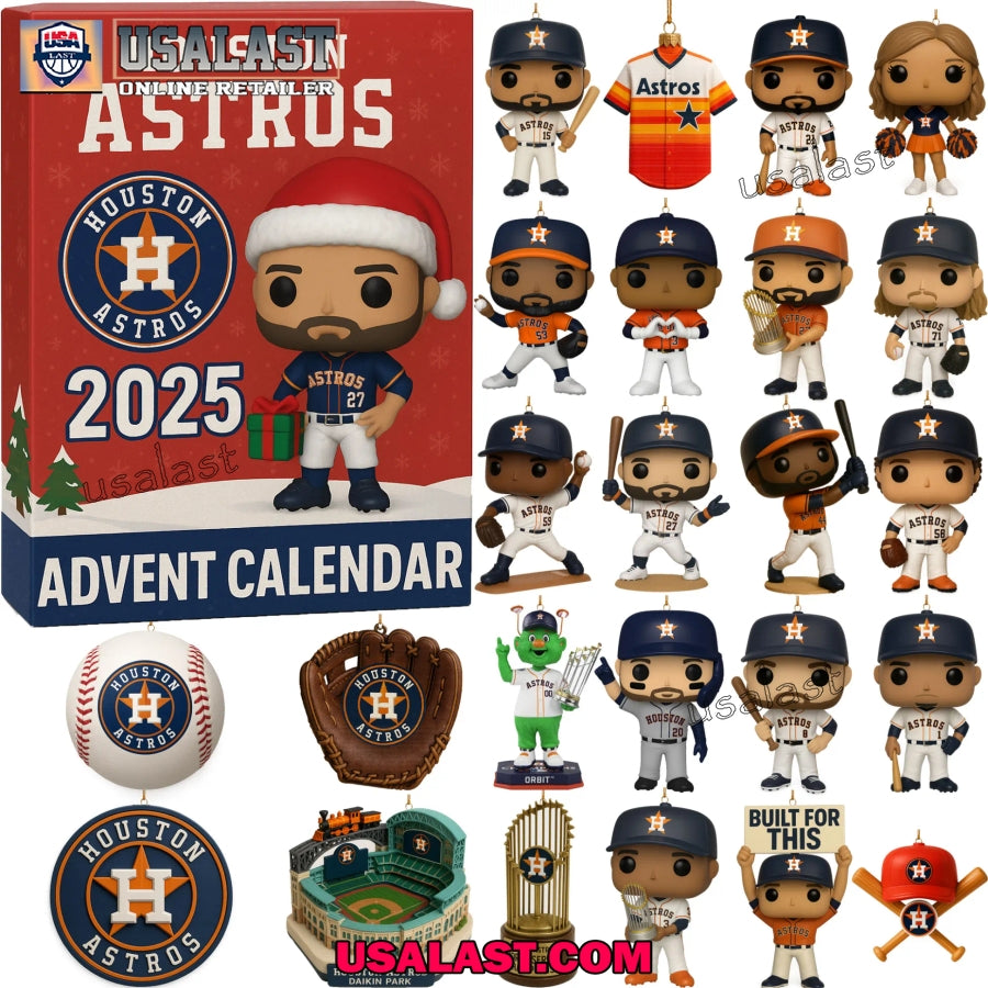 Houston Astros Christmas Advent Calendar 2025 - Adult & Kids T-Shirts, Sweatshirts & Hoodies apparel design preview 1