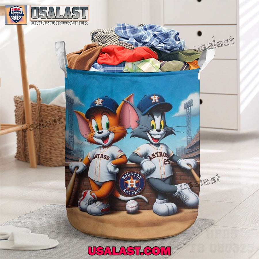 Houston Astros Tom And Jerry 2025 Laundry Basket - Adult & Kids T-Shirts, Sweatshirts & Hoodies apparel design preview 1