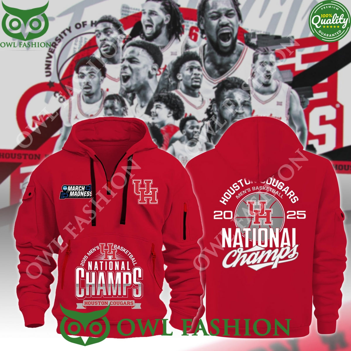 Houston Cougars 2025 NCAA Men's Basketball March - Adult & Kids T-Shirts, Sweatshirts & Hoodies apparel design preview 1