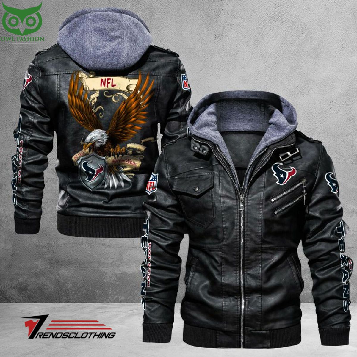 Houston Texans Trending 2D Leather Jacket - Adult & Kids T-Shirts, Sweatshirts & Hoodies apparel design preview 1