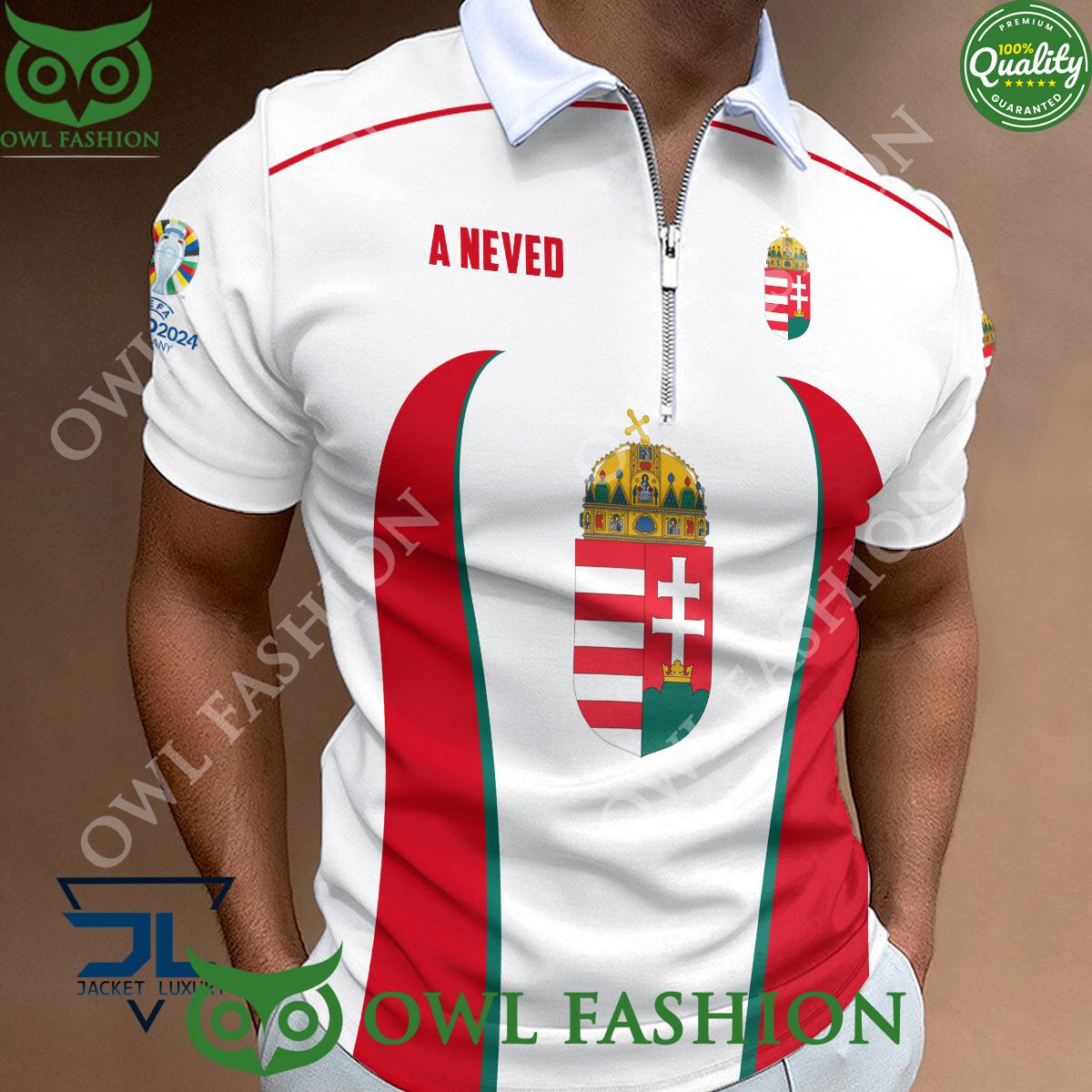 Hungary Zipper Logo Football Team Euro 2024 Polo - Adult & Kids T-Shirts, Sweatshirts & Hoodies apparel design preview 1