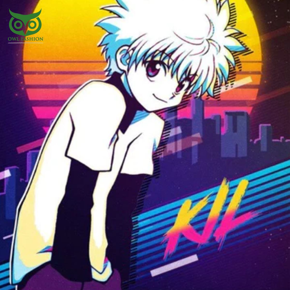 Hunter x Vintage Killua Zoldyck Anime Poster - Adult & Kids T-Shirts, Sweatshirts & Hoodies apparel design preview 1