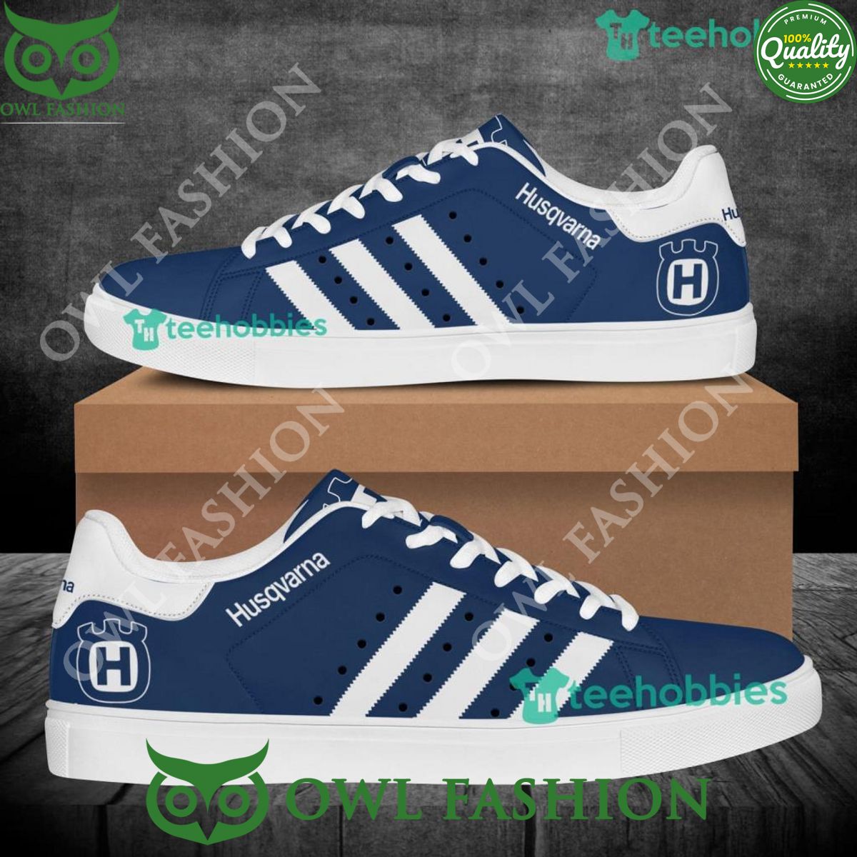 Husqvarna Logo Blue White Stan Smith Shoes - Adult & Kids T-Shirts, Sweatshirts & Hoodies apparel design preview 1
