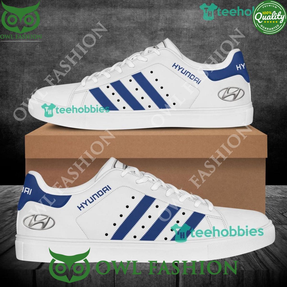 Hyundai Blue Stripe White Stan Smith Shoes - Adult & Kids T-Shirts, Sweatshirts & Hoodies apparel design preview 1