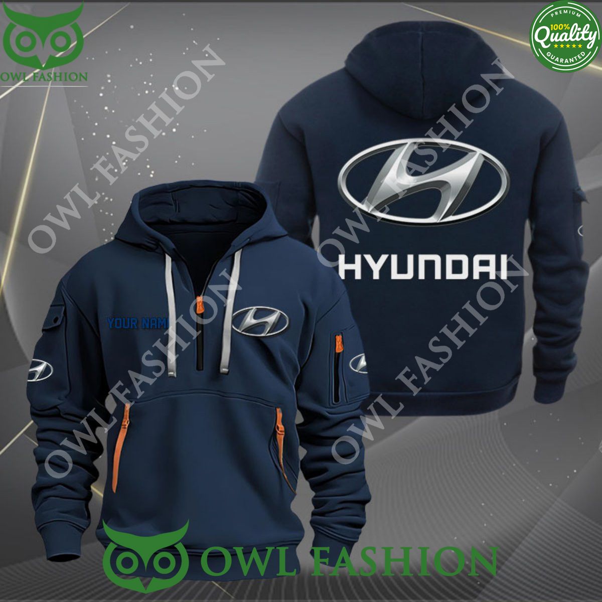 Hyundai Car Motor Personalized 2D Half Zipper - Adult & Kids T-Shirts, Sweatshirts & Hoodies apparel design preview 1