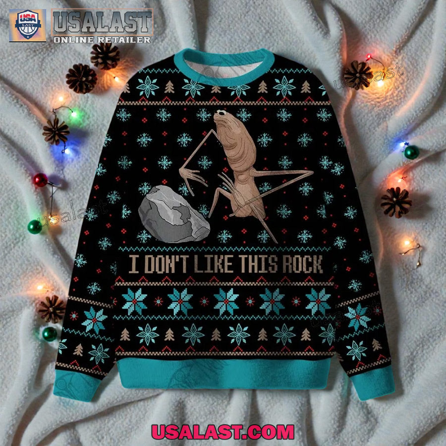 I Don't Like This Rock Ugly Christmas Sweater - Adult & Kids T-Shirts, Sweatshirts & Hoodies apparel design preview 1