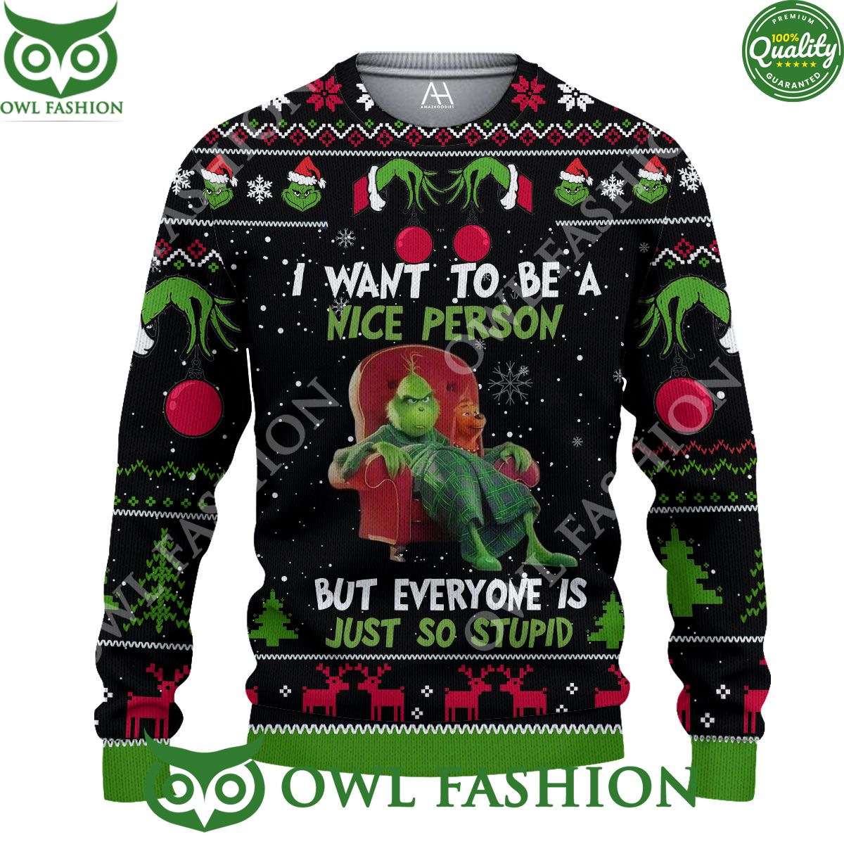 I want to be a nice person Grinch Premium Ugly - Adult & Kids T-Shirts, Sweatshirts & Hoodies apparel design preview 1