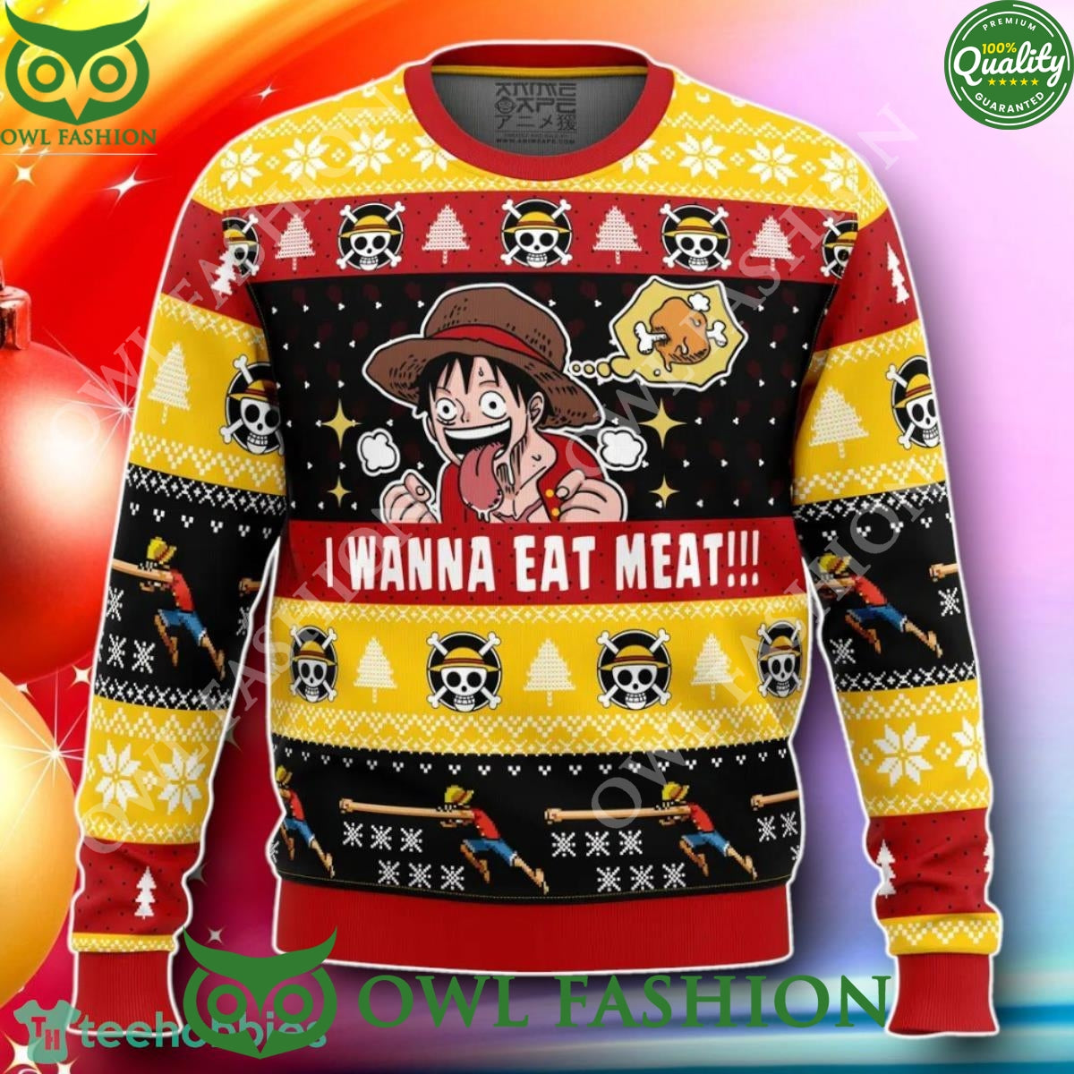 I Want To Eat Meat Luffy OP Pirates Trending 2024 - Adult & Kids T-Shirts, Sweatshirts & Hoodies apparel design preview 1