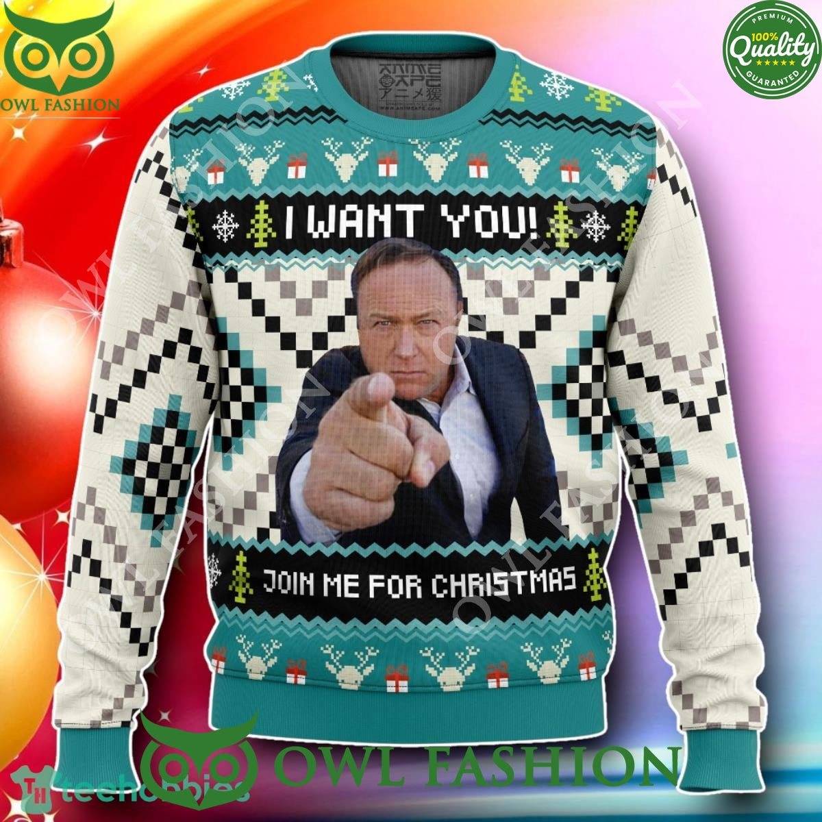 I Want You Alex Jones Trending 2024 Christmas Ugly - Adult & Kids T-Shirts, Sweatshirts & Hoodies apparel design preview 1