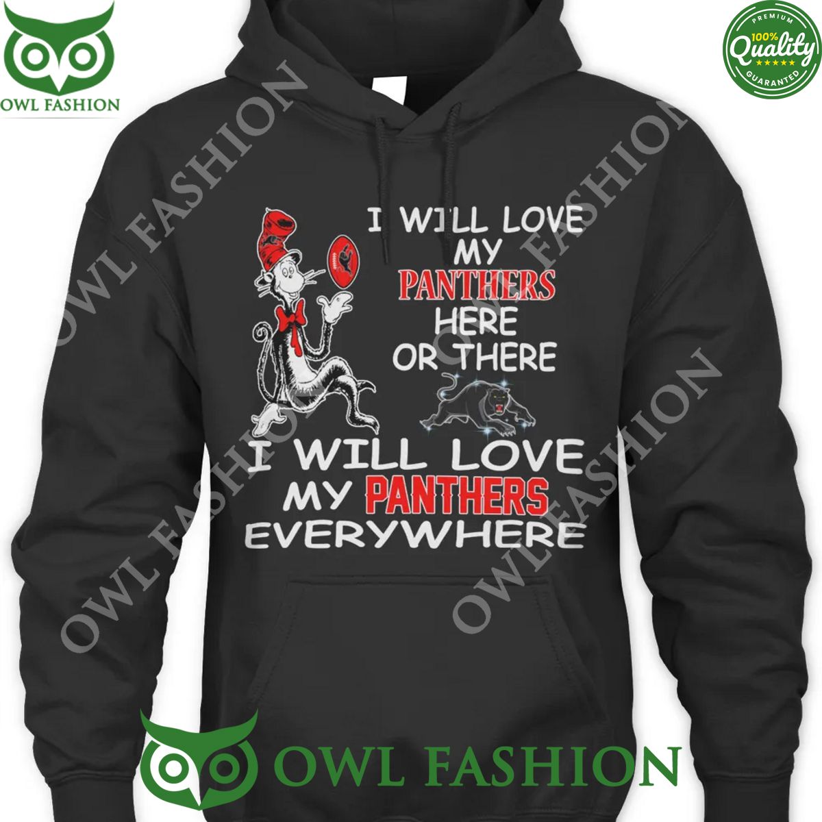 I will love my Panthers here or there everywhere - Adult & Kids T-Shirts, Sweatshirts & Hoodies apparel design preview 1