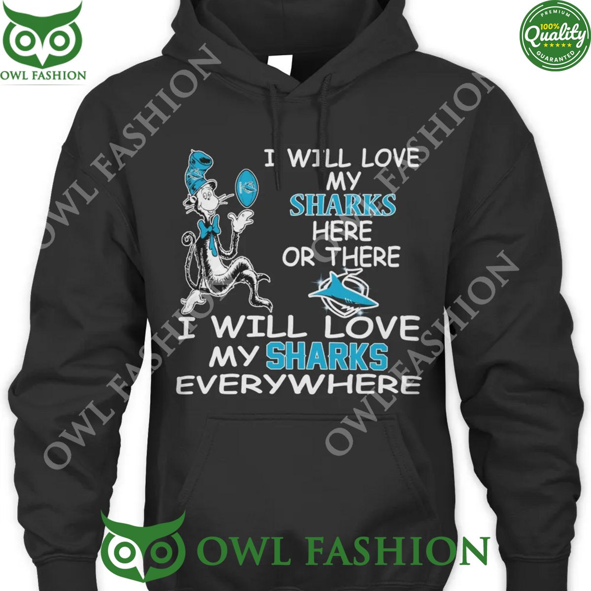 I will love my sharks here or there everywhere - Adult & Kids T-Shirts, Sweatshirts & Hoodies apparel design preview 1