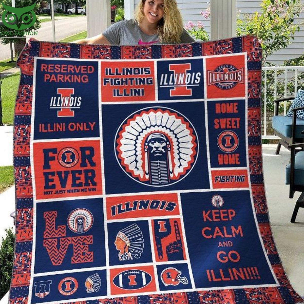 Illinois Fighting Illini NCAA Quilt Blanket - Adult & Kids T-Shirts, Sweatshirts & Hoodies apparel design preview 1