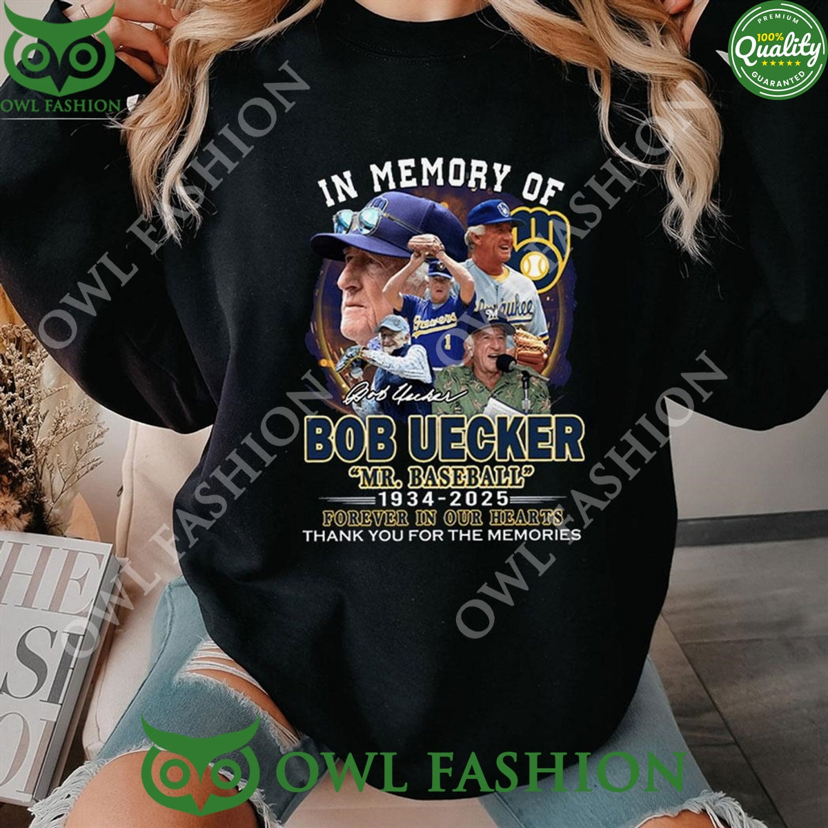 In Memory Of Bod Uecker Mr Baseball 1934 2025 Forever - Adult & Kids T-Shirts, Sweatshirts & Hoodies apparel design preview 1