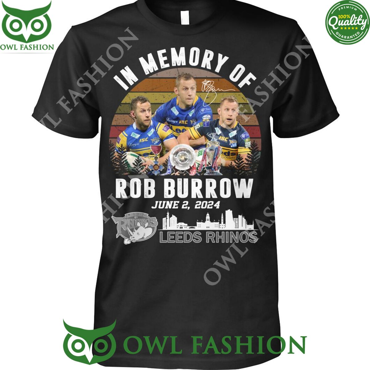 In memory of Rob Burrow 2 June 2024 Leeds Rhinos - Adult & Kids T-Shirts, Sweatshirts & Hoodies apparel design preview 1