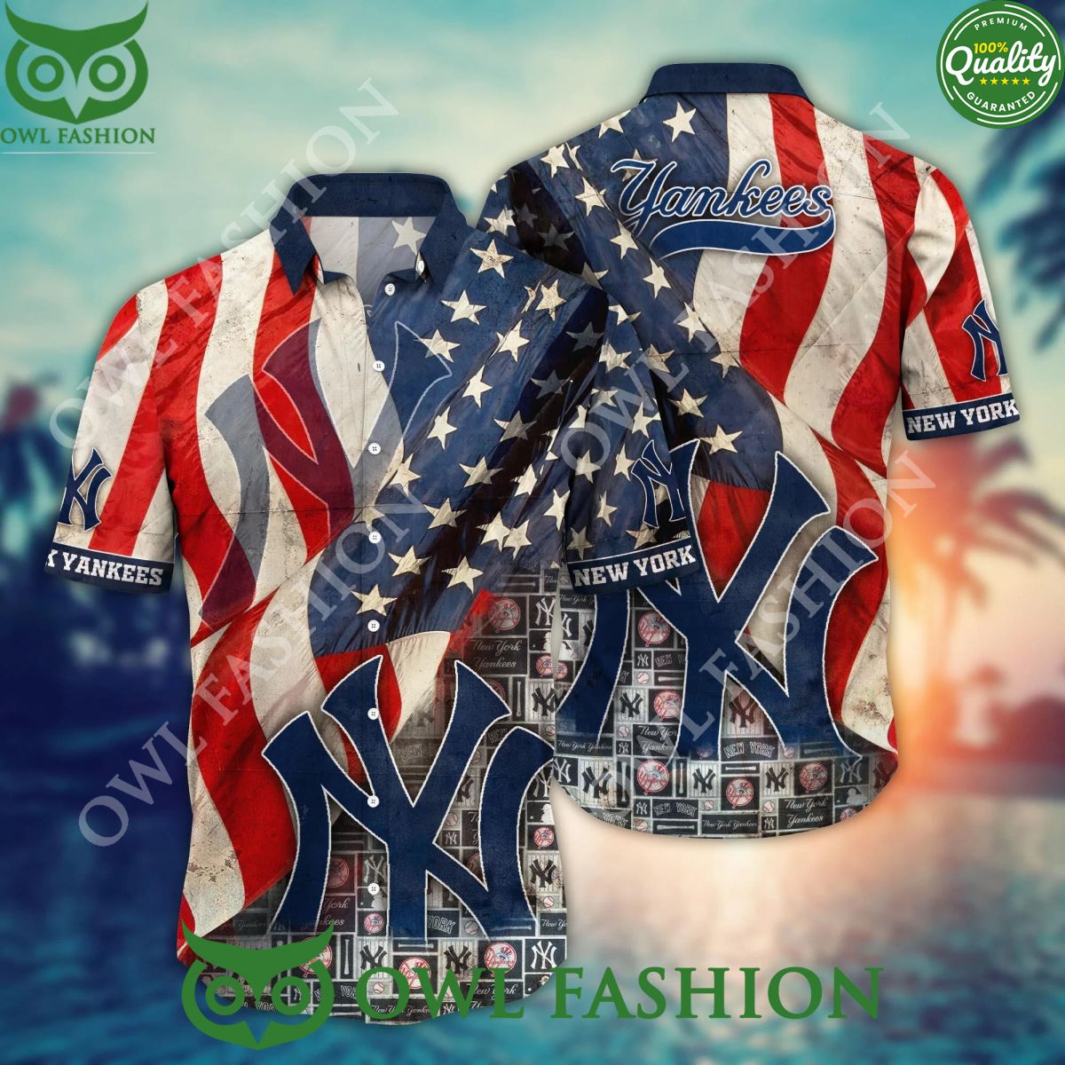 Independence Day New York Yankees MLB Hawaii USA Flag - Adult & Kids T-Shirts, Sweatshirts & Hoodies apparel design preview 1