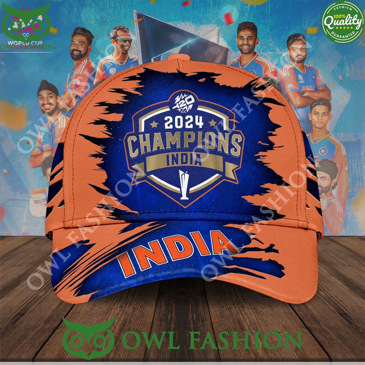 India x ICC mens T20 World Cup 2024 Classic Cap - Adult & Kids T-Shirts, Sweatshirts & Hoodies apparel design preview 1