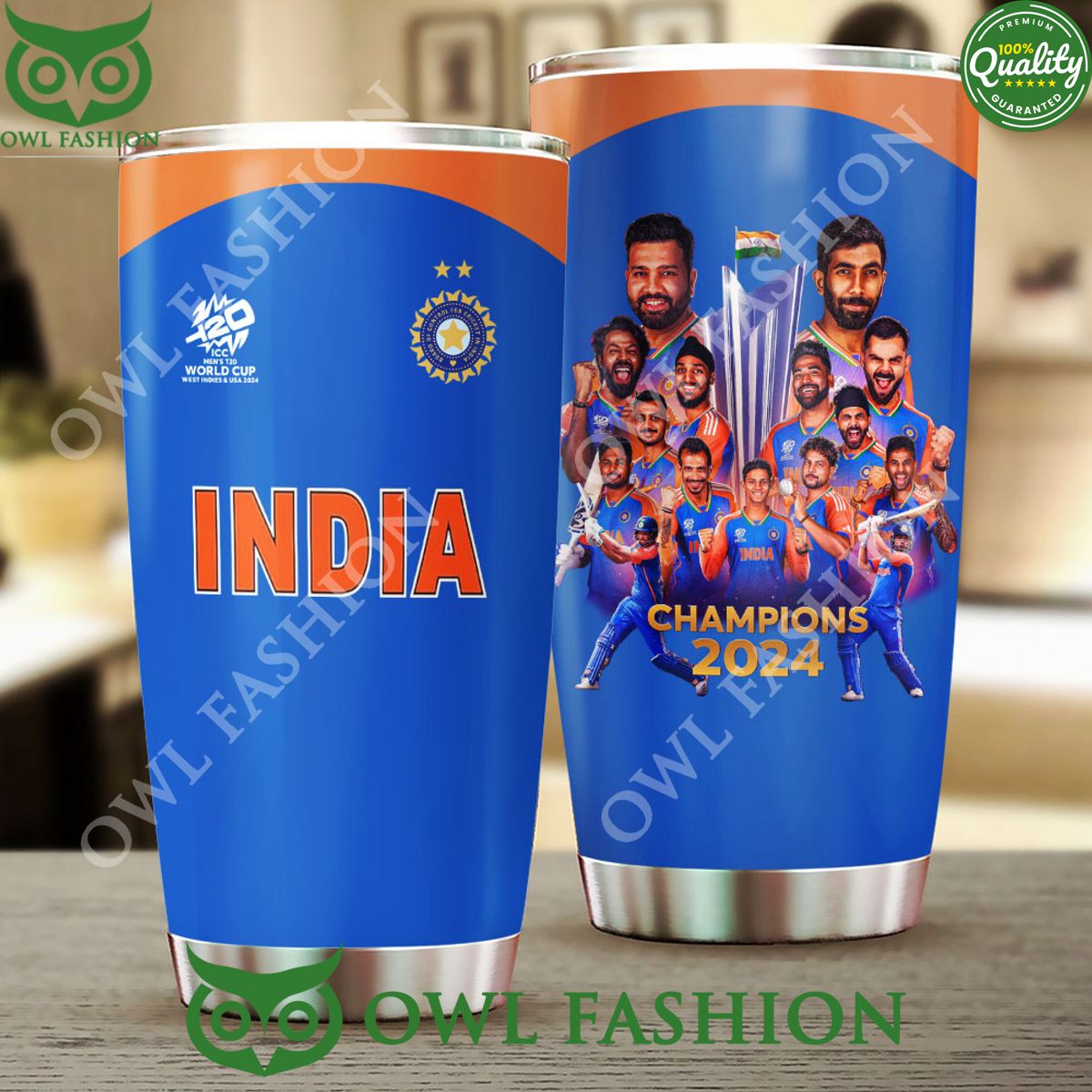 India x ICC mens T20 World Cup 2024 Premium Tumbler - Adult & Kids T-Shirts, Sweatshirts & Hoodies apparel design preview 1