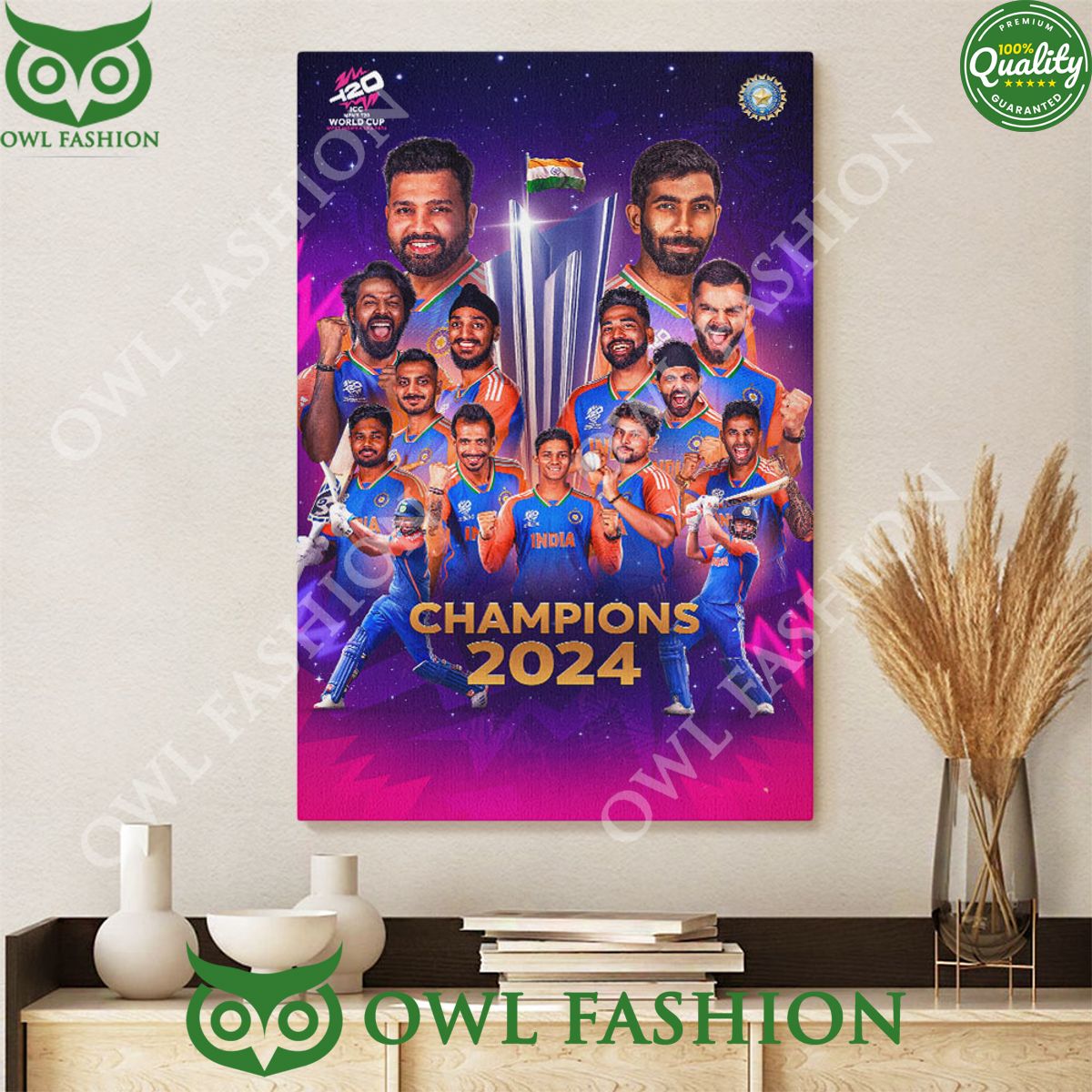 India x ICC men's T20 World Cup Champion Canvas - Adult & Kids T-Shirts, Sweatshirts & Hoodies apparel design preview 1