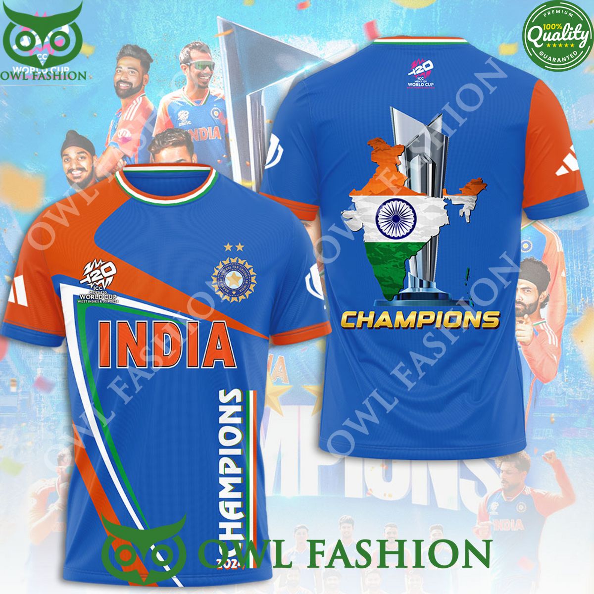 India x ICC mens T20 World Cup Champion Limited 3D - Adult & Kids T-Shirts, Sweatshirts & Hoodies apparel design preview 1