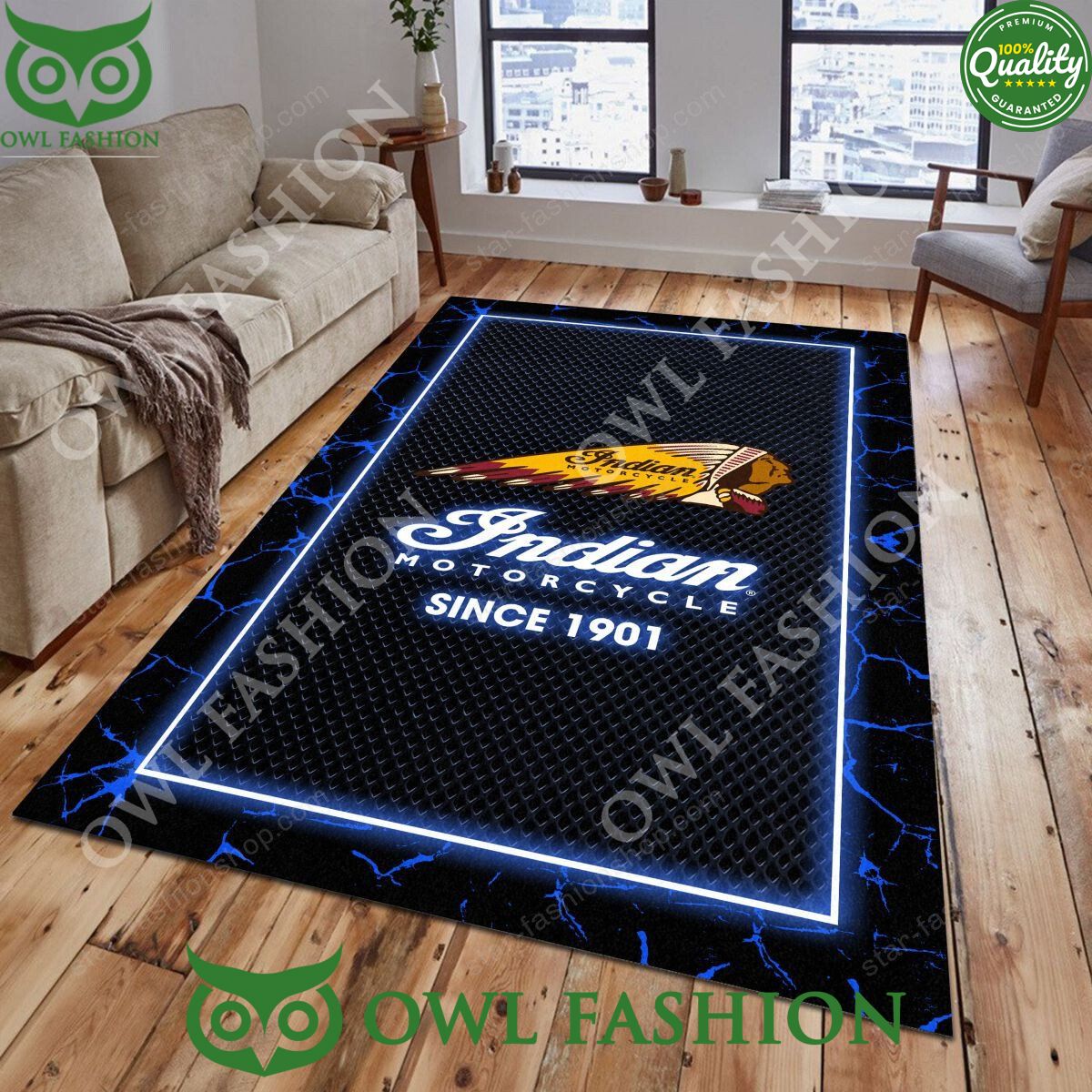 Indian Motorcycle since 1901 Lighting Pattern Carpet - Adult & Kids T-Shirts, Sweatshirts & Hoodies apparel design preview 1
