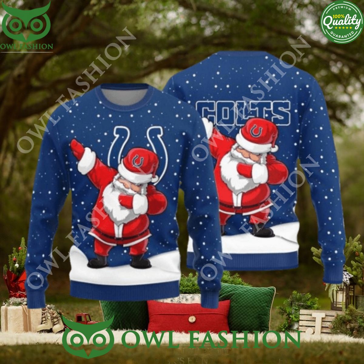 Indianapolis Colts Christmas Dab Santa New Style - Adult & Kids T-Shirts, Sweatshirts & Hoodies apparel design preview 1