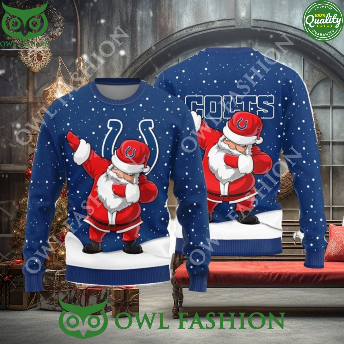 Indianapolis Colts Dab Santa New Style Sweater Jumper - Adult & Kids T-Shirts, Sweatshirts & Hoodies apparel design preview 1