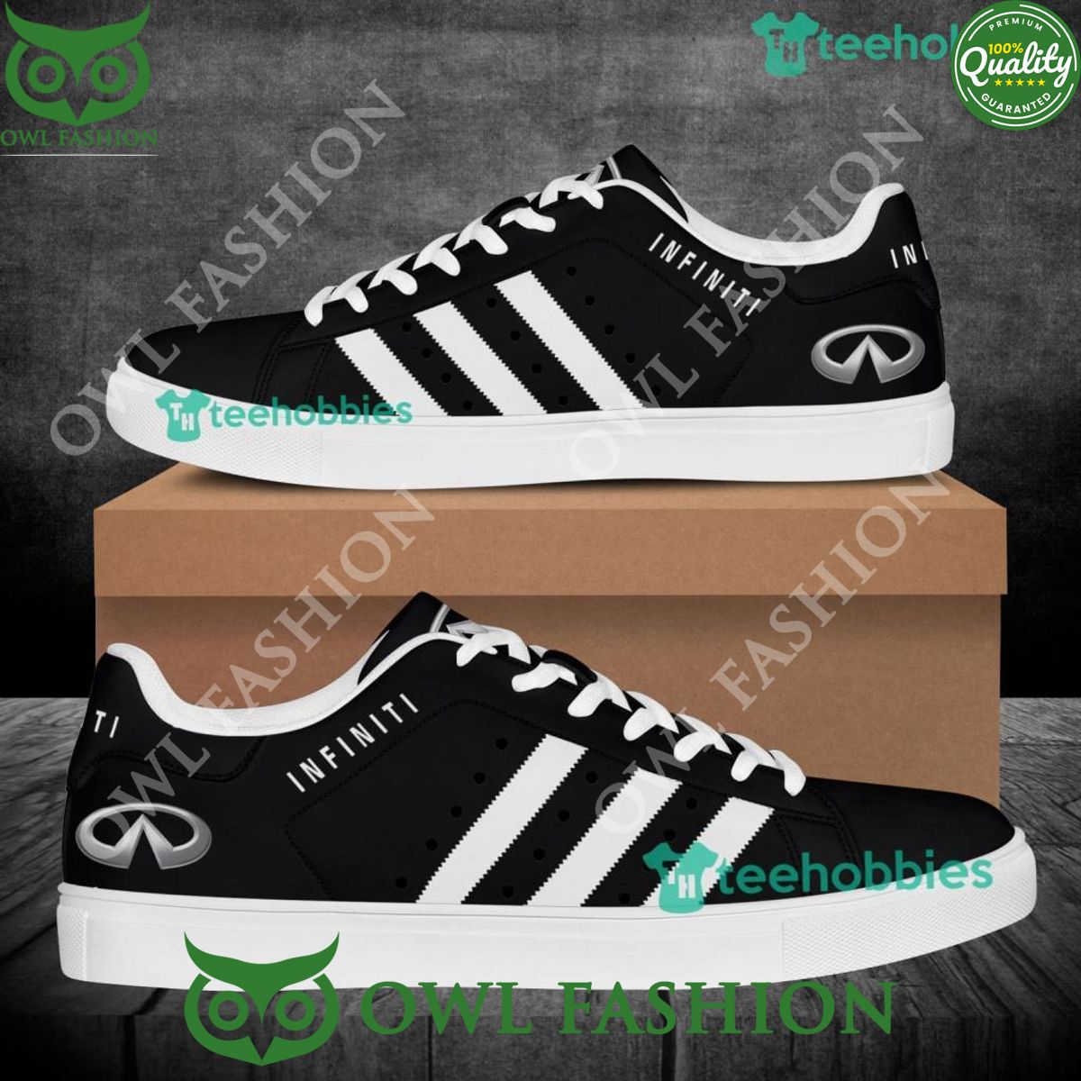 Infiniti Black with White Stripe Stan Smith Shoes - Adult & Kids T-Shirts, Sweatshirts & Hoodies apparel design preview 1