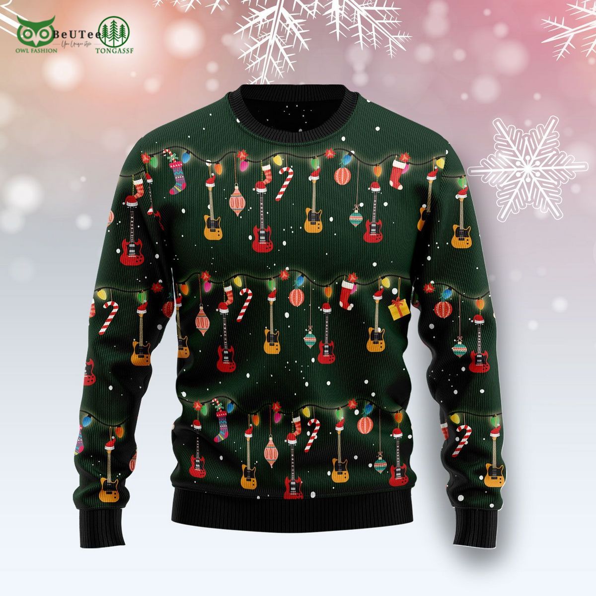 Instrument Guitar Pattern Christmas Ugly Sweater - Adult & Kids T-Shirts, Sweatshirts & Hoodies apparel design preview 1